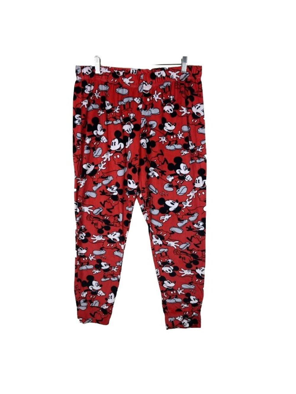Disney Womens Mickey Mouse Joggers Pants Sz XL Pajama Red Fleece Lounge PJ
